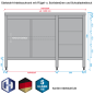 Preview: Skizze Edelstahl-Schrank in der Bautiefe 700 mm Flügeltüren oder Schiebetüren und Schubladenblock