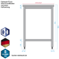 Preview: Skizze Seitenansicht Edelstahl-Tisch ohne Grundboden, verschweißt, offen, Bautiefe 600 mm