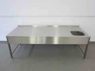 Edelstahl-Industrieeinrichtung 2500 x 1000 x 850 mm verstrebt Tischplatte mit einem Becken 400x400x250 mm