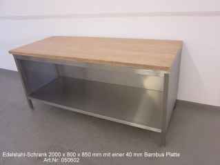 Edelstahl Schrank mit einer 40mm Bambus Platte