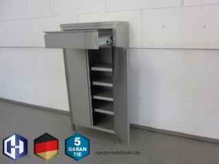 Edelstahl Hochschrank mit einer Schublade oben und Flügeltüren unten 1100 x 550 x 1600 mm