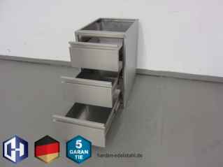 Edelstahl Schubladenschrank ohne Tischplatte mit 3 Schubladen übereinander400 x 700 x 800 mm