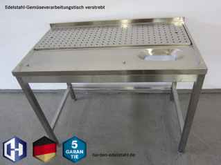Edelstahl Tisch zur Fleischverarbeitung mit Abfallschacht 1300 x 700 x 870 mm