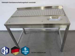 Edelstahl Tisch zur Fleischverarbeitung mit Abfallschacht 1300 x 700 x 870 mm