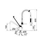 Skizze Schlauchpendelbrause ½  Zoll - klein