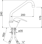 Skizze Einhebelmischarmaturen 240mm