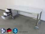Edelstahl Tisch auf Rollen mit einem Schubladenblock 2400 x 700 x 810 mm