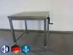 Draufsicht Edelstahl Tisch mit hydraulischer Höhenverstellung 700 x 700 x 700-1000 mm
