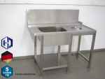 Edelstahl Zulauftisch mit Reste Schacht 1400 x 750 x 870 mm und Tilgrundboden