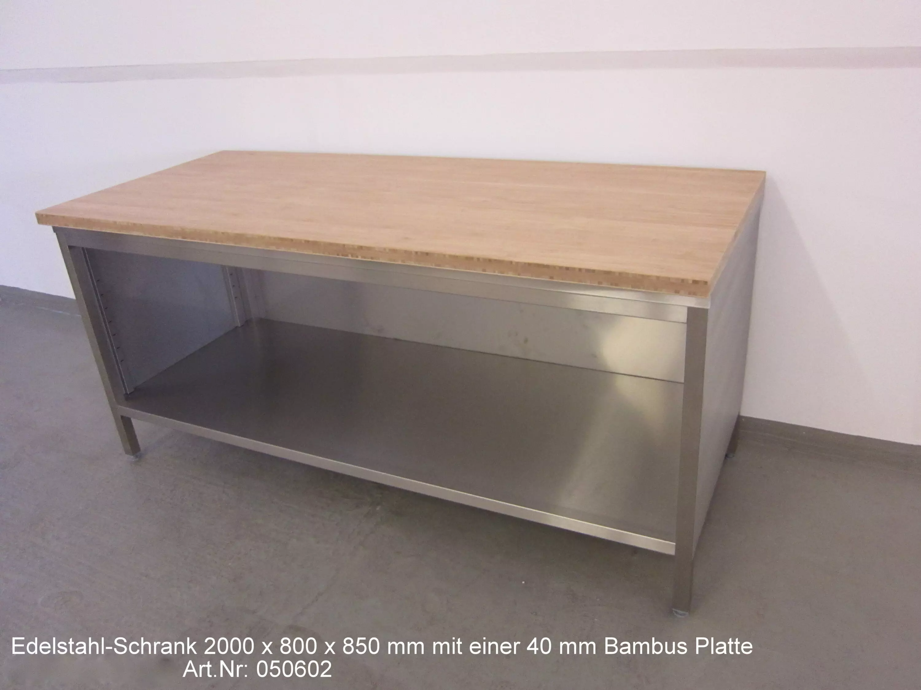 Edelstahl-Schrank 2000x800x850 mm, mit 40 mm Bambus Platte | Harden  Edelstahl