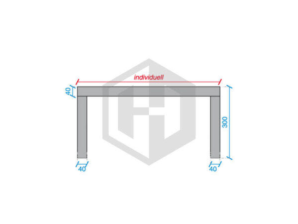 Skizze Edelstahl-Aufsatzbord 1-etagig